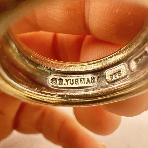 David Yurman Ring Sterling Silver 14K Gold Cable Band Twist Cigar 7.5 Mixed Meta - Picture 8 of 15